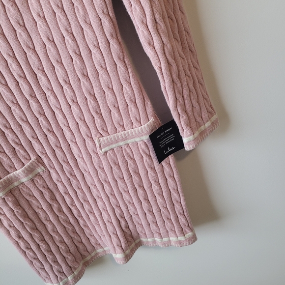 Lulu's Sweater Dress Bodycon Womens Cable Knit Large Pink Long Sleeve - Picture 5 of 9
